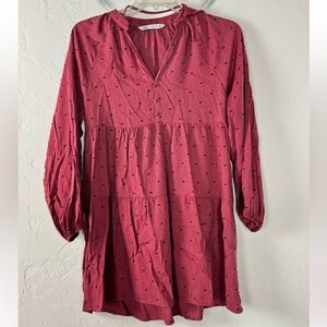 Zara Burgundy Long Sleeve Dress with Dots